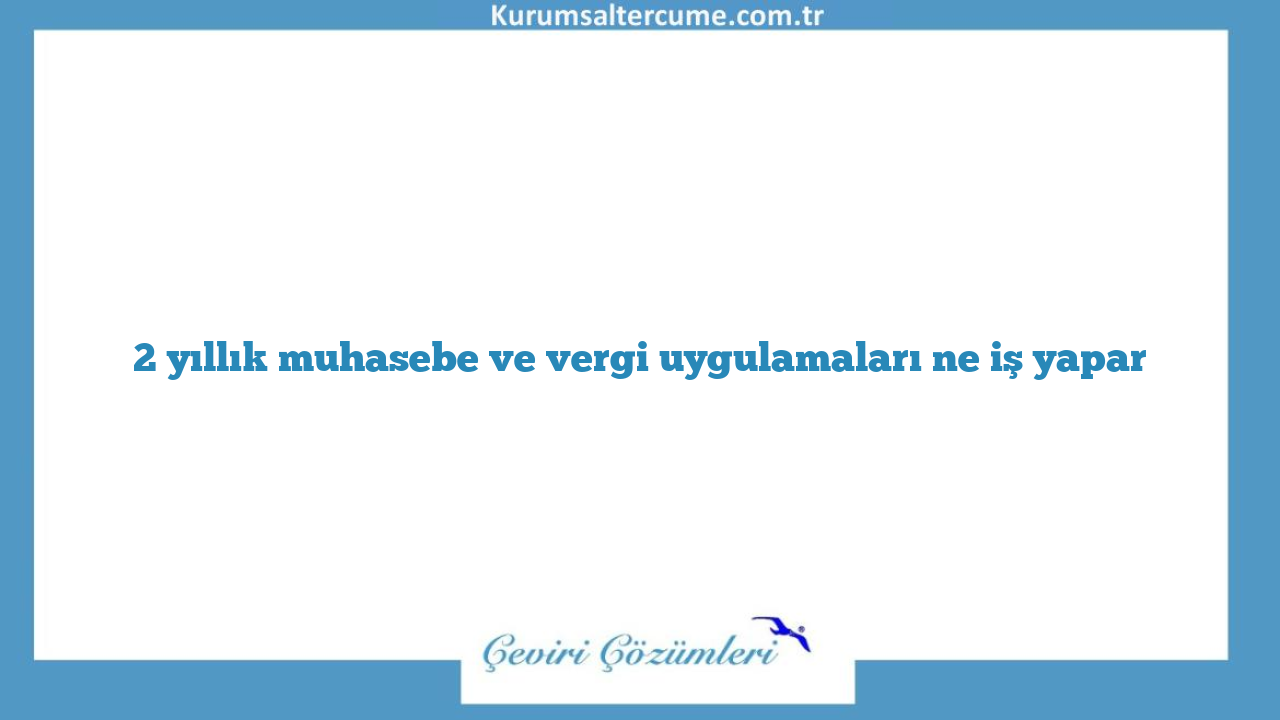 2 yıllık muhasebe ve vergi uygulamaları ne iş yapar