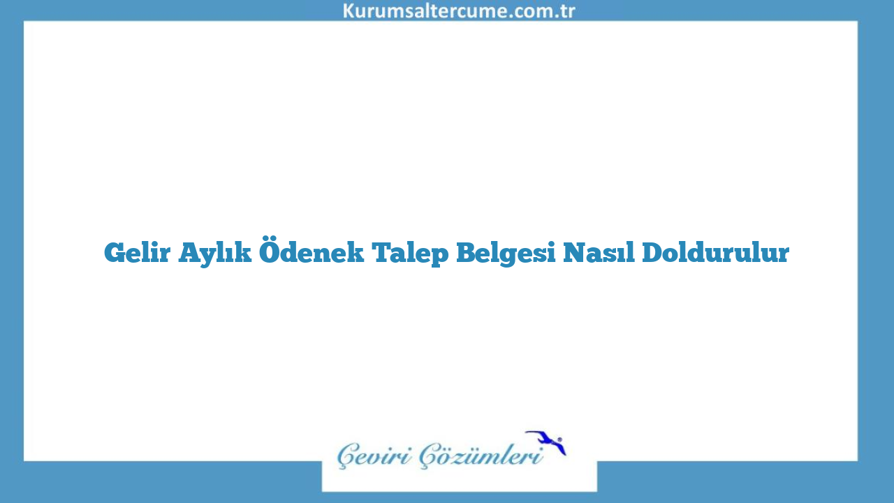 Gelir Aylık Ödenek Talep Belgesi Nasıl Doldurulur