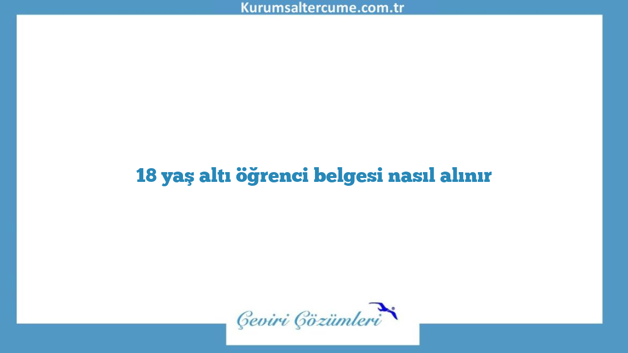 18 yaş altı öğrenci belgesi nasıl alınır