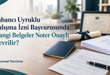 Çalışma izni belge çevirisini temsil eden pasaport, diploma ve tercüme evrakları; Kurumsal Tercüme kapak görseli.